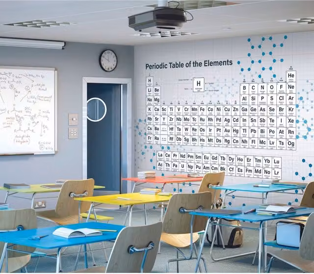 Origin Murals Periodic Table Grey and White Geometric Wall Mural