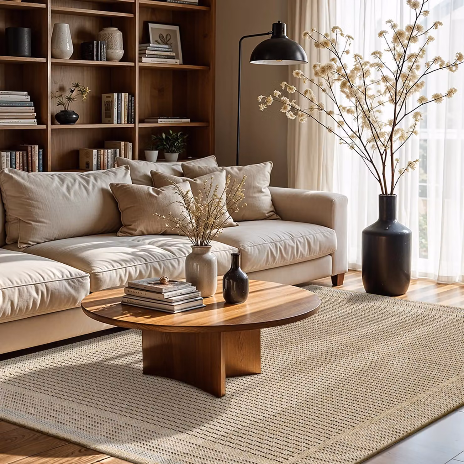Livabliss Mirage-Cottage Jute-Look In- & Outdoor Rug in Beige and Black with Fringes, W: 160 cm, D: 215 cm – 3