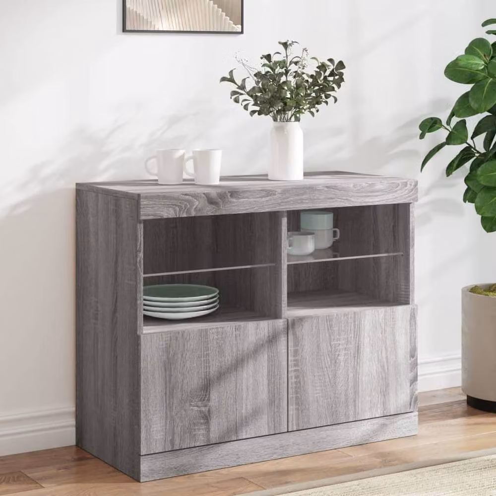 Berkfield Home Modern Grey Sonoma Sideboard with Integrated LED Lights, W/D/H: 81 x 37 x 67 cm – 2