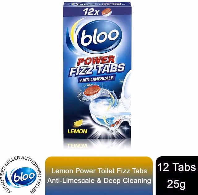 Bloo Power Fizz Tabs Anti-Limescale Drain Deep Cleaning Lemon, 8 x 25g
