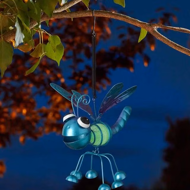 Garden Mile Glow In The Dark Butterfly Hanging Metal Ornament in Multicoloured and Blue