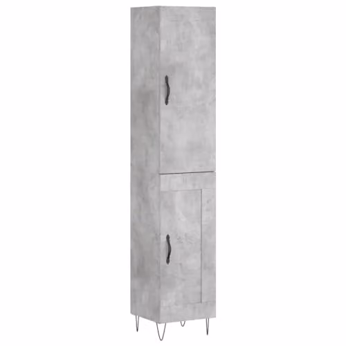 vidaXL Highboard in Concrete Grey, W/D/H: 34.5 x 34.0 x 180.0 cm