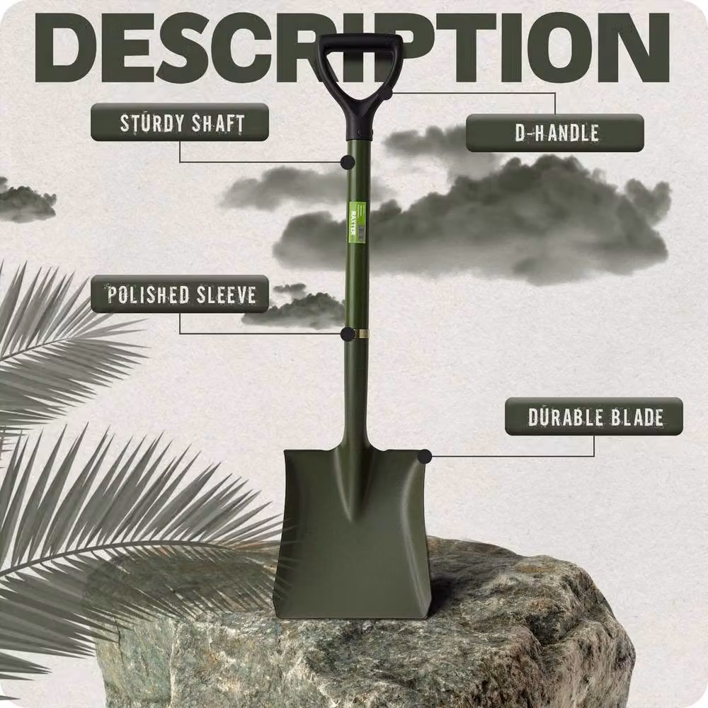 SPETLEK Heavy Duty Square Mouth Steel Digging Shovel in Green, 1 kg – 5