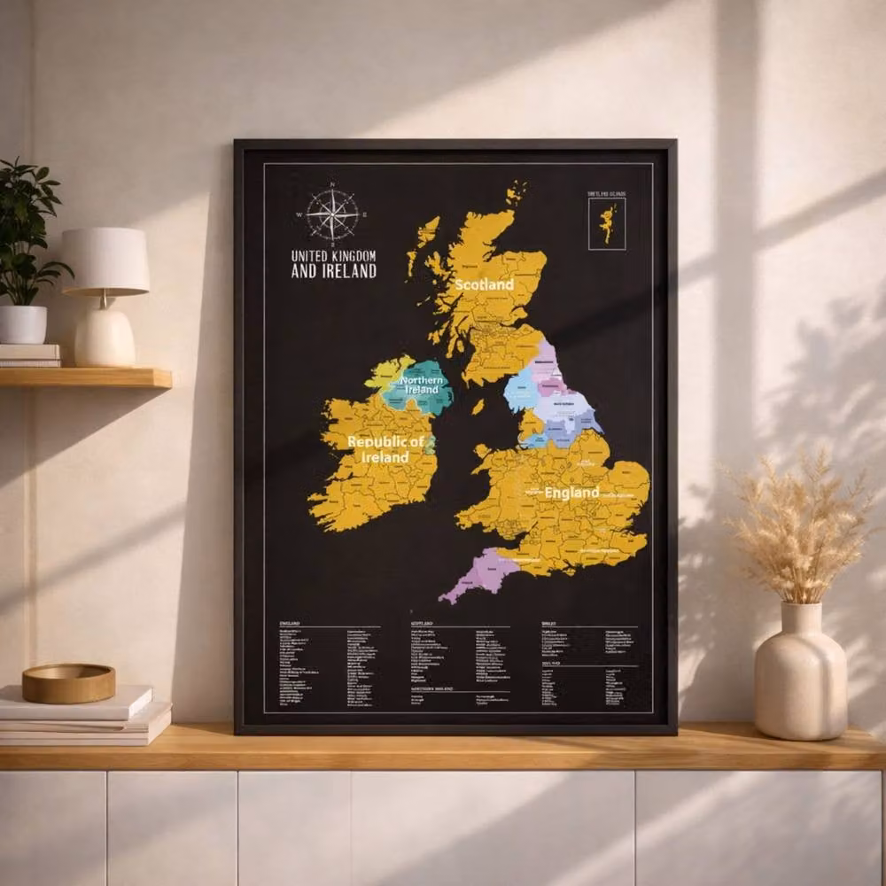 Fragranced Humour UK Scratch Map Travel Tracker Poster in Black and Gold, W: 54 cm x H: 70 cm – 6