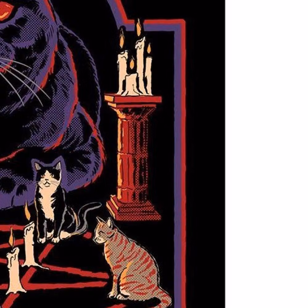 Steven Rhodes The Conjuring Of Lucipurr Retro Paper Poster in Black and Multicolour – 2