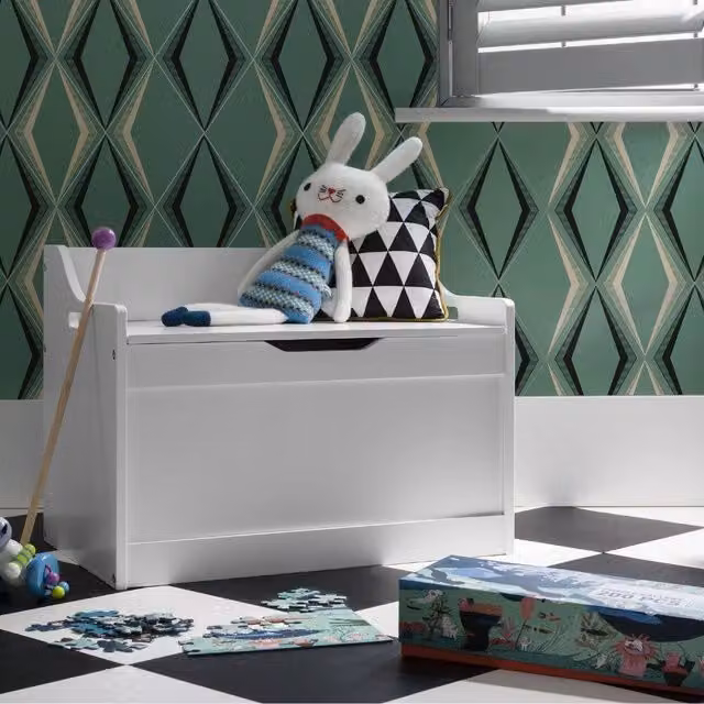 Nöa and Nani Lola Toy Box Storage Organiser in White with Soft Close Lid