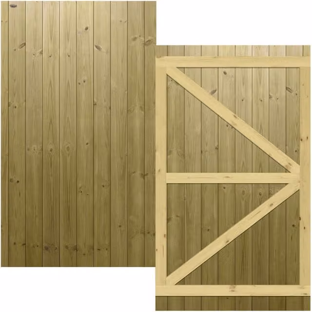 Premier Garden Supplies Interlocked Tongue Groove Pathway Fully Framed Flat Top Pedestrian Garden Gate, Pressure Treated, W: 105 cm