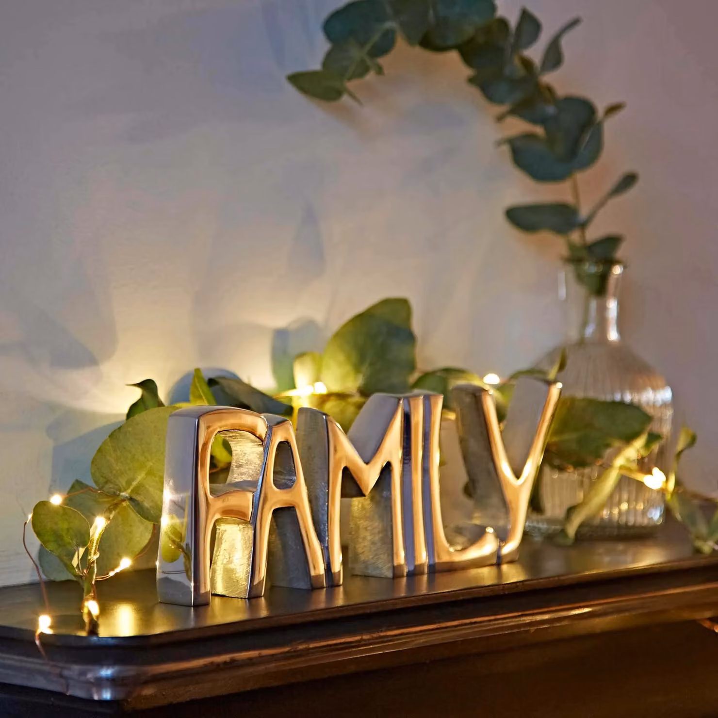 Paper High Reclaimed Metal Family Sign in Silver, W: 25 cm, H: 8.5 cm – 2