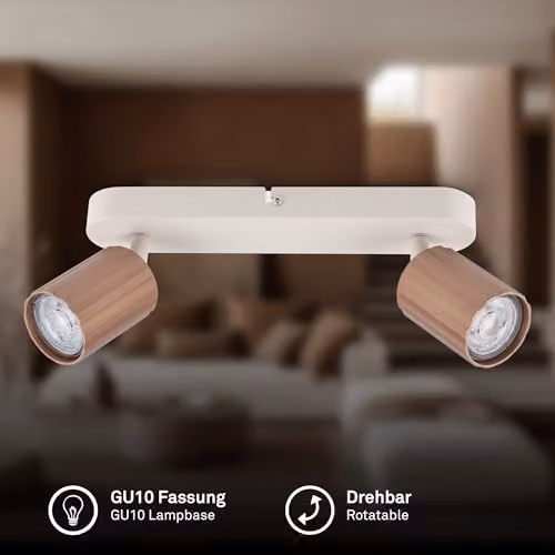 Briloner Modern Metal 2 Way Adjustable Ceiling Spotlight in Brown, GU10, Diameter: 28 cm – 2