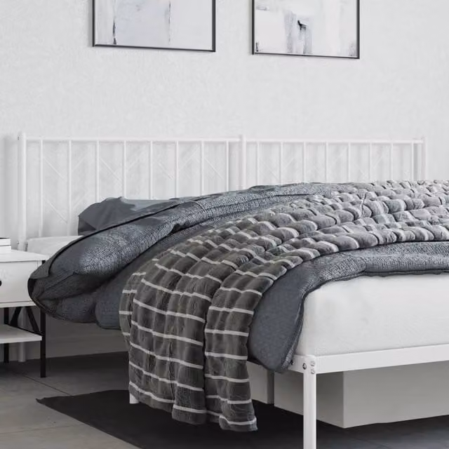Berkfield Home Modern Matt White Metal Headboard 200 cm