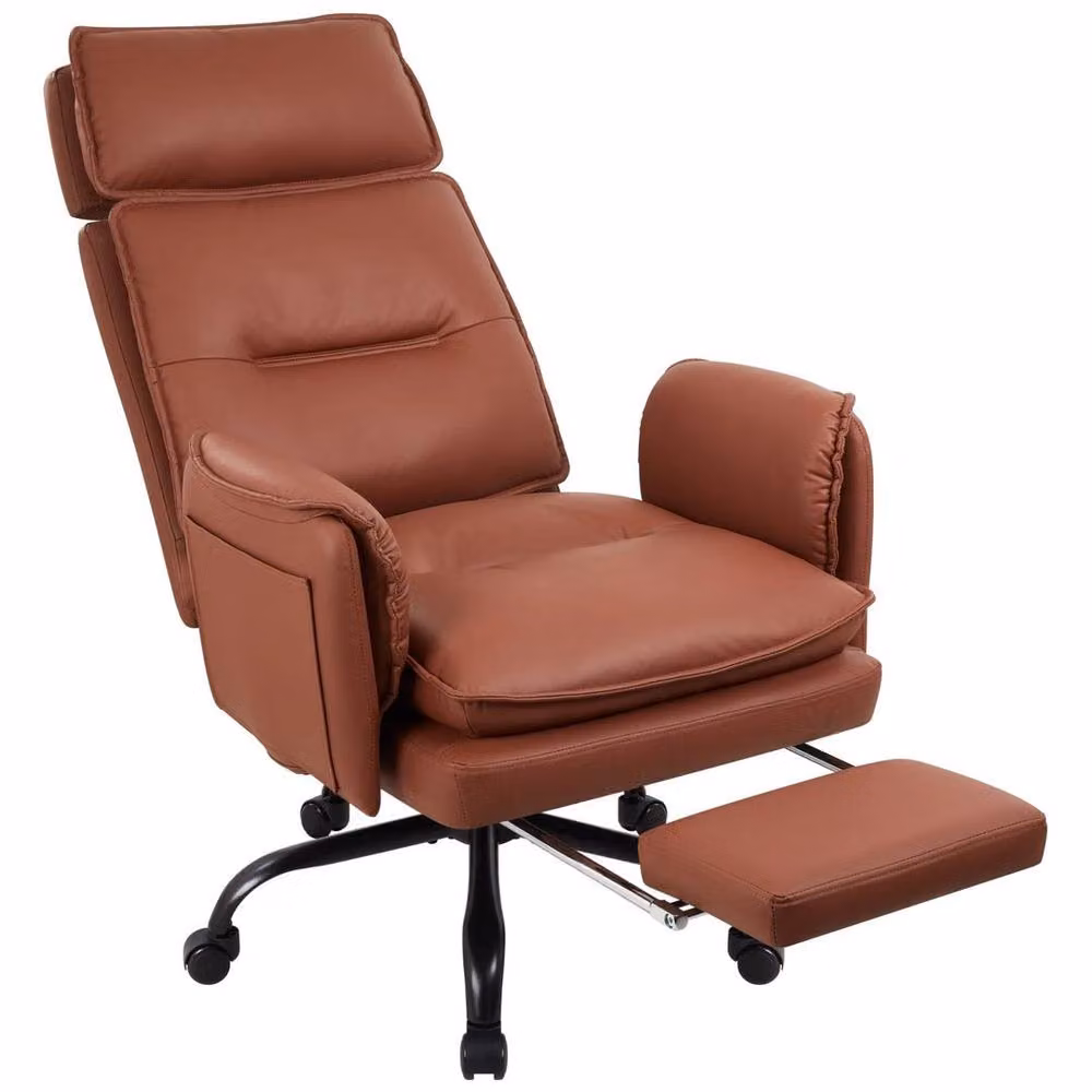 FORGEVIO Brown Big and Tall Executive Office Chair with Headrest and Armrests – 4