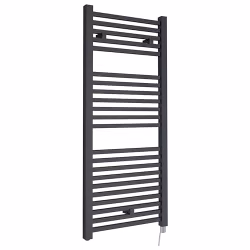 Hudson Reed HL153 Modern Bathroom 500 Watt Vertical Electric Heated Towel Rail, Anthracite, W: 110 mm, H: 500 mm