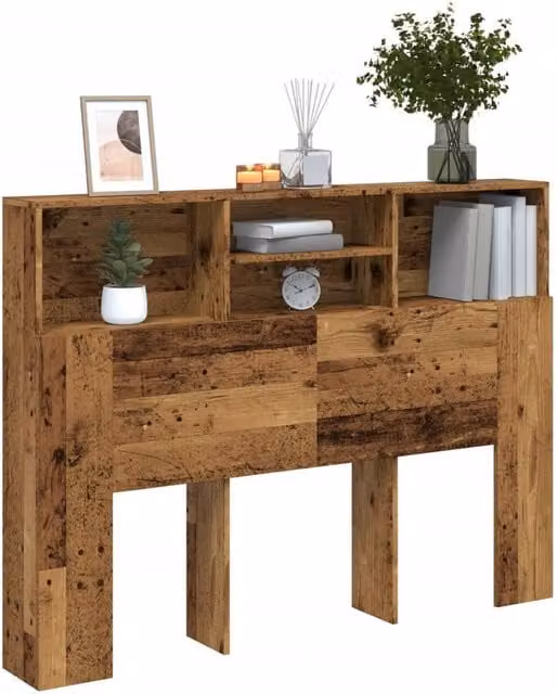 Berkfield Home Headboard Cabinet in Old Wood Brown, W: 140 cm, D: 19 cm, H: 103.5 cm