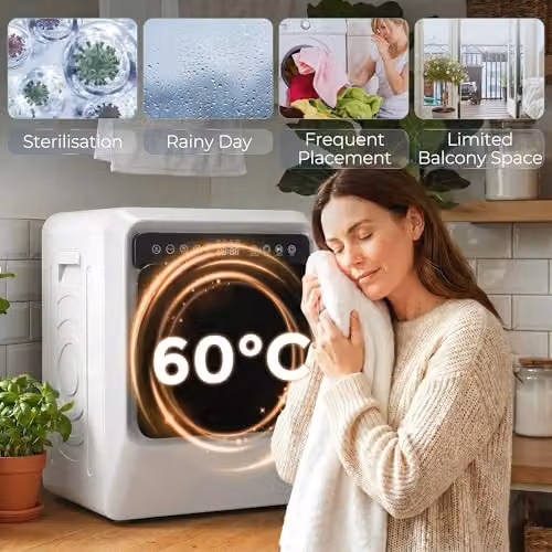 HOMCOM 5kg Vented Front Loader Tumble Dryer, 1000W, White – 5