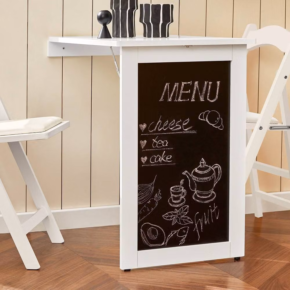 SoBuy Wall-Mounted Folding Table with Chalkboard Front in White – 2