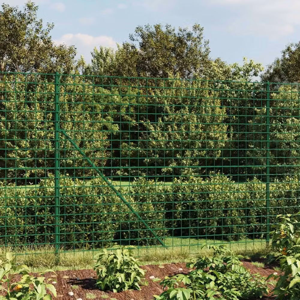 Berkfield Home Durable PVC-Coated Green Wire Mesh Fence with Flange, H: 220 cm x W: 25 m – 1