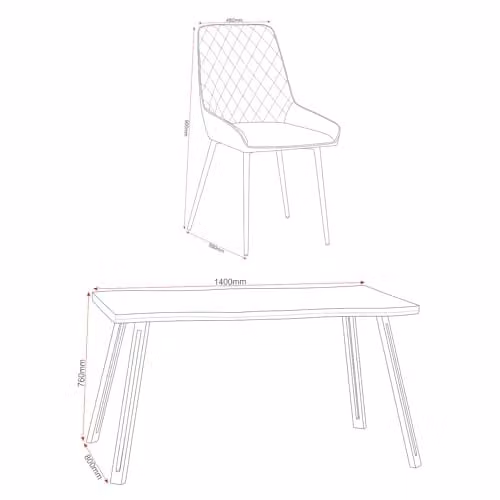 Seconique Quebec Wave Edge Dining Set with 4 Avery Blue Chairs in Oak Finish – 2