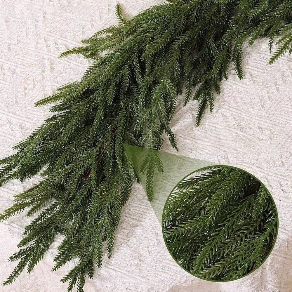 FLAVORA Real Touch Norfolk Pine Christmas Garland in Green, W: 100 cm, H: 80 cm – 5