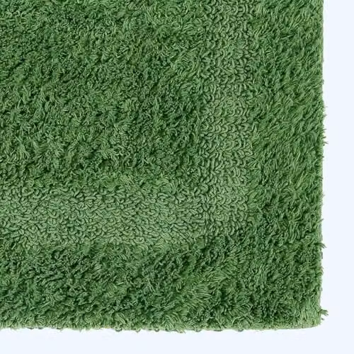 Homescapes Luxury 2 Piece Cotton Bath Mat and Toilet Mat Set in Green – 3