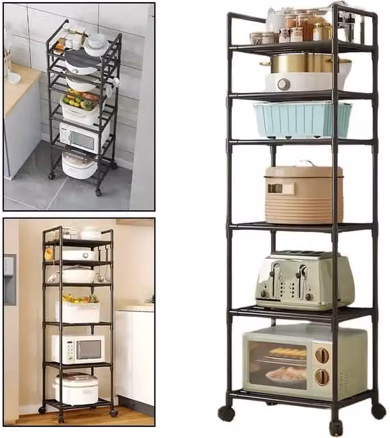VOGREX 6 Tier Heavy Duty Metal Storage Rack in Black