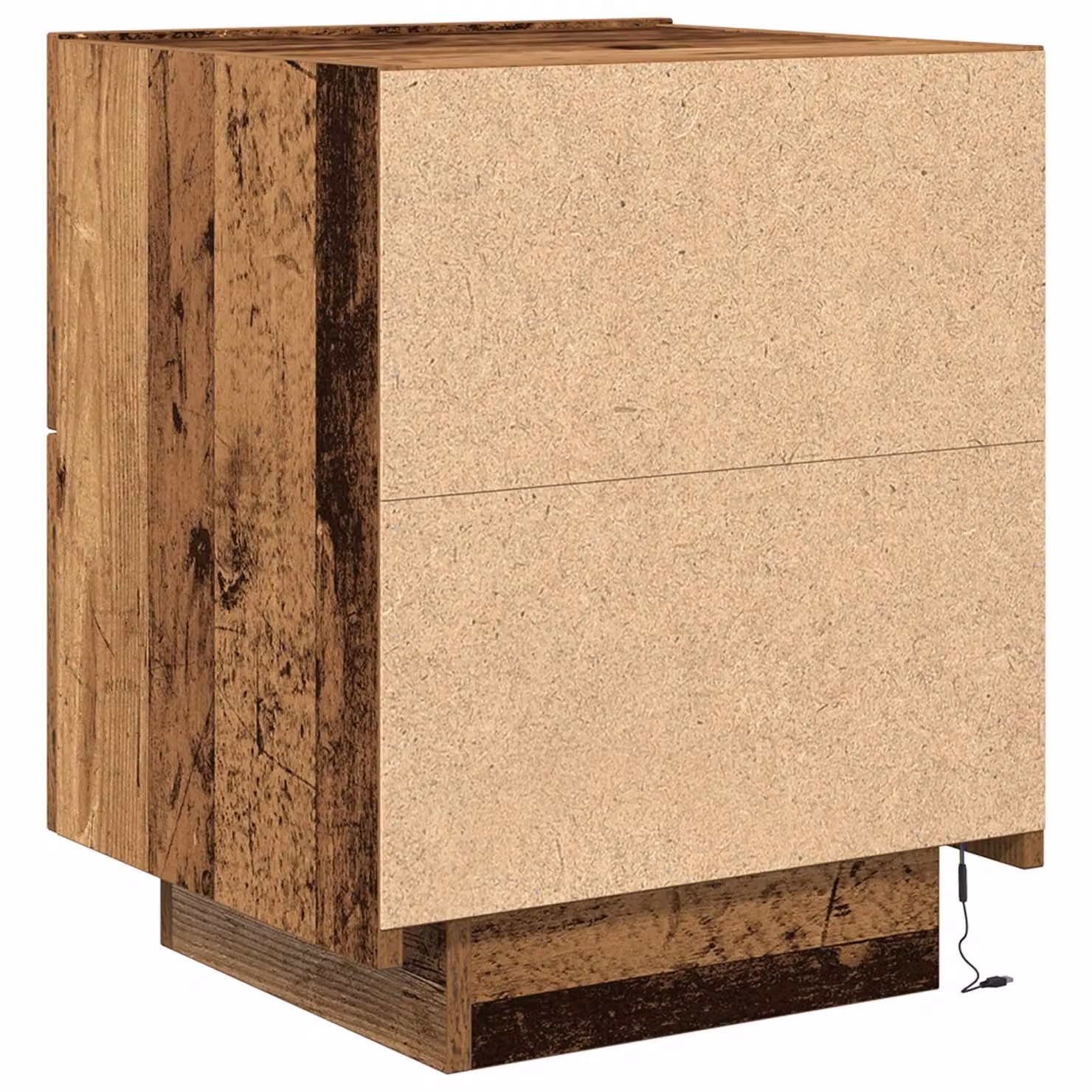 Berkfield Home Set of 2 Rustic Brown Wood Bedside Cabinets with Integrated LED Lights, W/D/H: 45 x 40 x 55 cm – 6