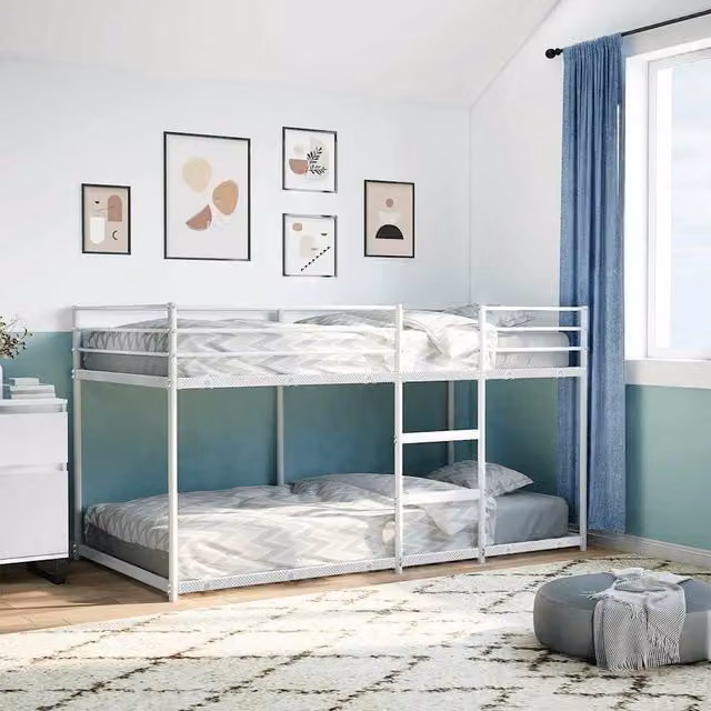Berkfield Home Breathable Metal Bunk Bed in White, W/D/H: 80 x 200 cm