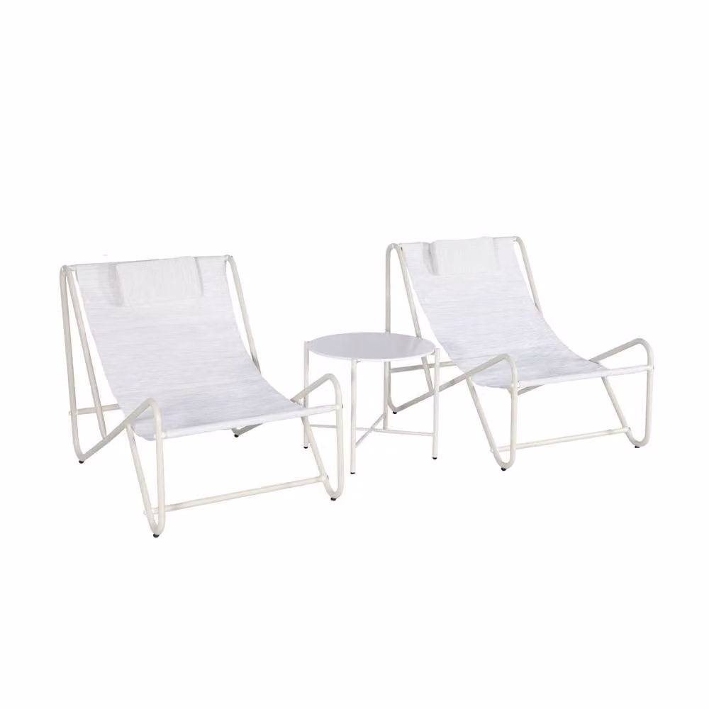 sweeek Modern Garden Lounge Set with 2 Upholstered Armchairs and Round Coffee Table in Beige – 2