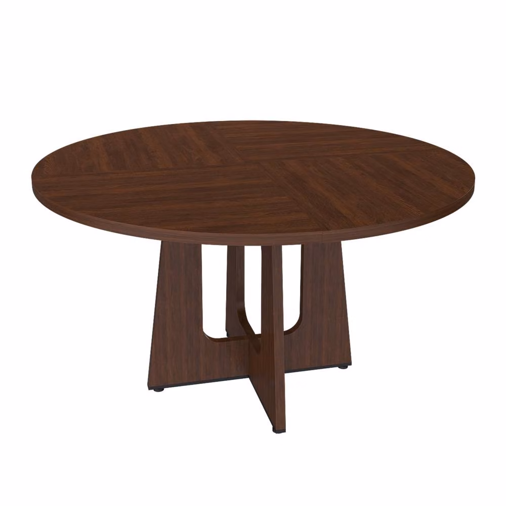 AKI HAUS Round Dining Table in Brown Walnut Effect, Diameter: 120 cm, Height: 76 cm – 2