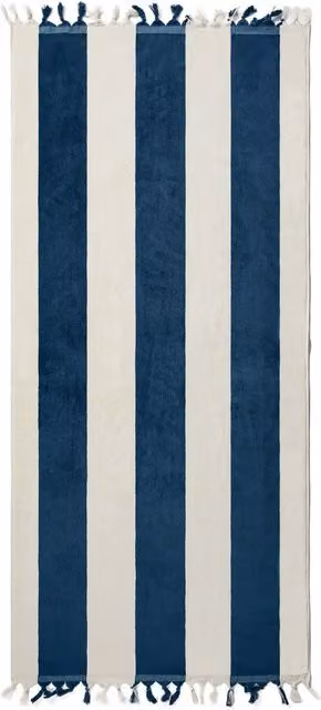 Vinga Valmer Striped Beach Towel in Blue Cotton Terry Velour – 1