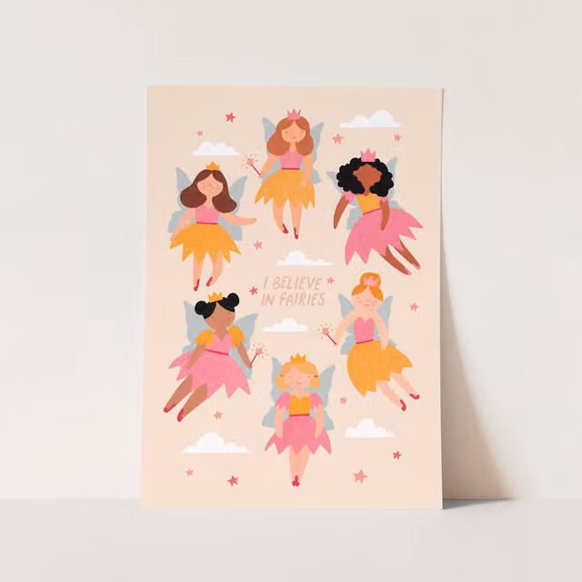Kid of the Village I Believe In Fairies Multicolour Fine Art Paper Print, W: 21 cm, H: 29.7 cm