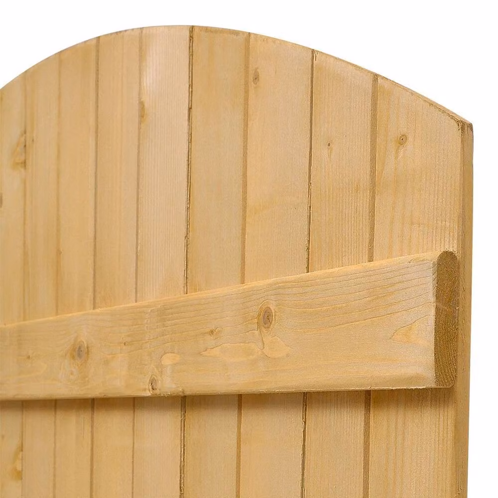 FLAVORA Brown Arched Wooden Garden Pedestrian Swing Gate, W: 90 cm, H: 150 cm – 4