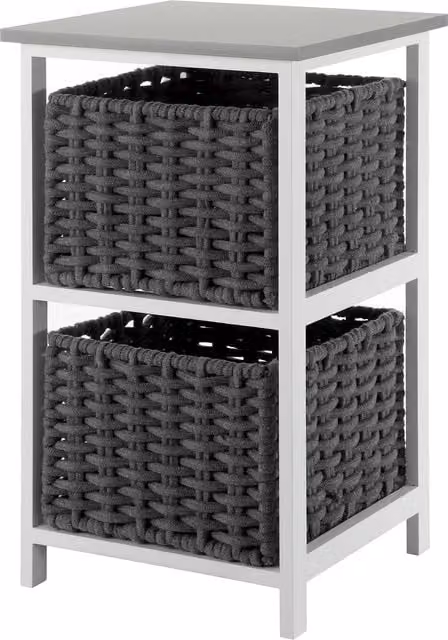 LIVIVO Habi Scandi Style 2 Drawer Wooden Storage Shelf Organiser in Black, Grey or White, W/D/H: 36.0 x 37.0 x 63.5 cm – 1