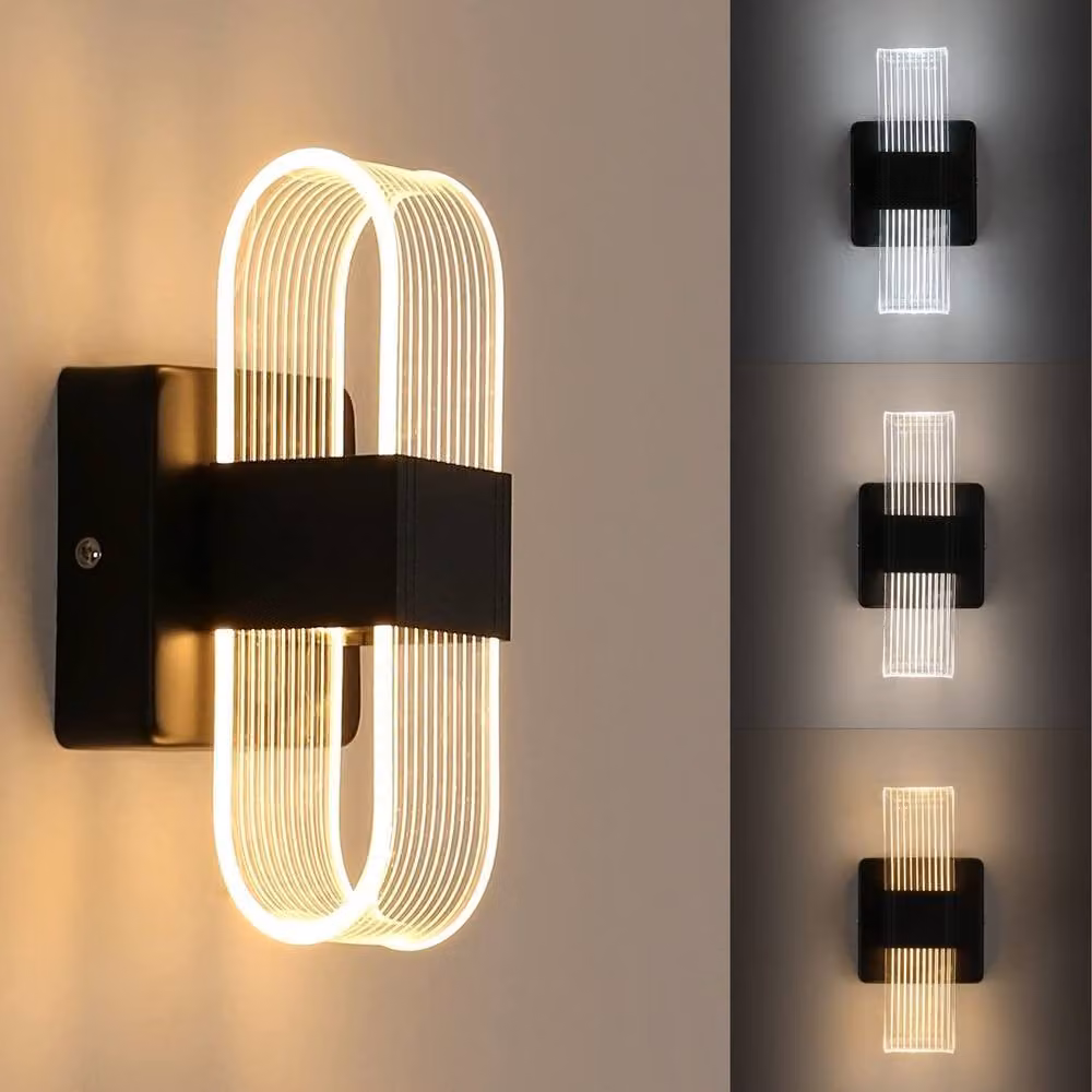 Pheashine Black Oval LED Wall Light, 12W Dimmable, 21 cm – 3