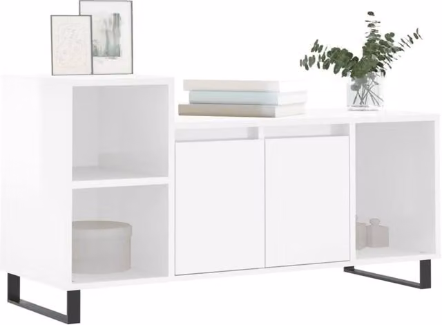 Berkfield Home Modern High Gloss White TV Cabinet W/D/H: 100 x 35 x 55 cm – 1