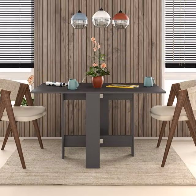 Decortie Artemio Modern Rectangular Folding Dining Table in Anthracite Grey, W: 130 cm, D: 76 cm, H: 73.4 cm