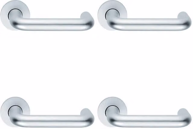 Loops 4 Pair 19mm Round Bar Safety Lever on Round Rose DDA Compliant Satin Aluminium Silver