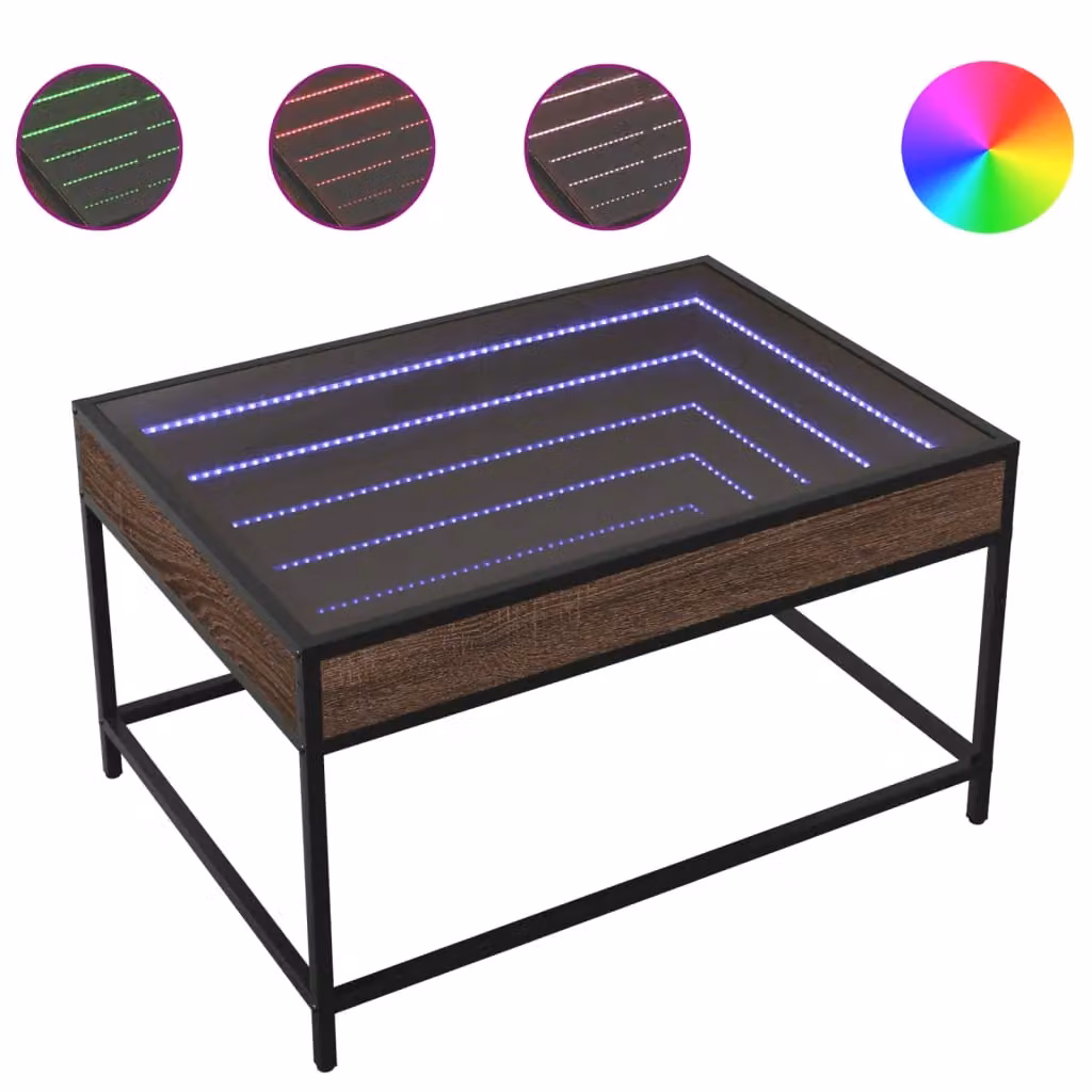 Berkfield Home Infinity LED Coffee Table in Brown Oak, W: 70 cm, D: 50 cm, H: 41 cm – 2