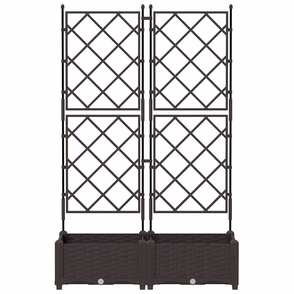Berkfield Home Garden Planter with Trellis, 2 Piece, Brown, W: 80 cm, D: 40 cm, H: 125.5 cm – 4