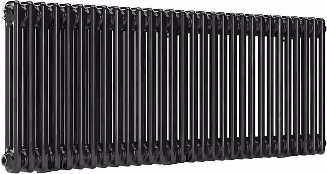 Lux Heat Horizontal 2 Column Steel Radiator in Black Nickel Lacquer, W: 137.0 cm, H: 50.0 cm