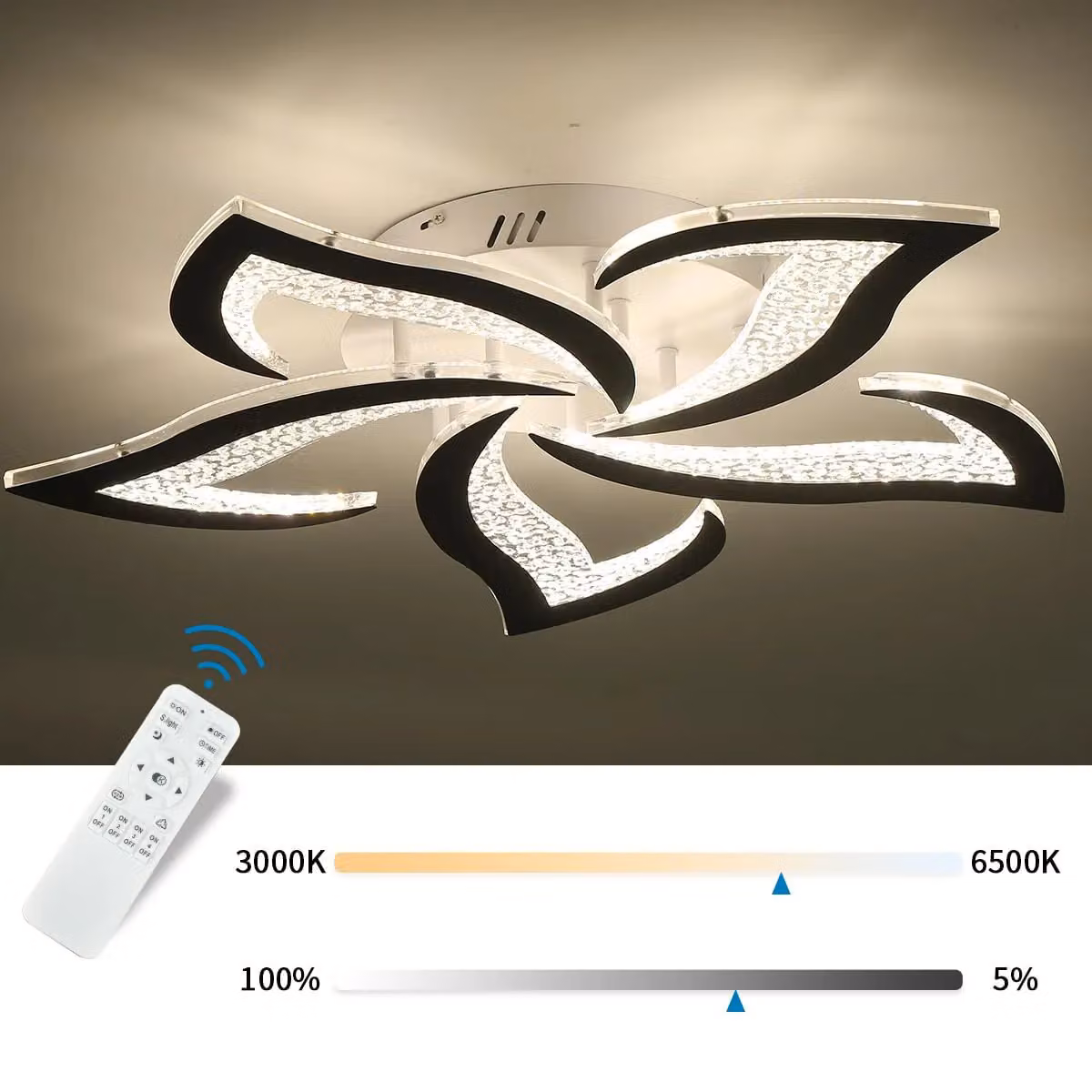 Garwarm 5-Light LED Flush Mount Ceiling Light in White, 60 cm – 2