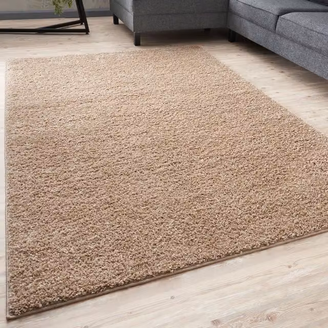 THE RUGS Soft Plain High Pile Shaggy Rug for Living Room or Bedroom, Beige, W: 200 cm, D: 290 cm – 1