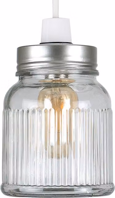 ValueLights Retro Cylinder Glass Ceiling Pendant Shade in Chrome and Transparent