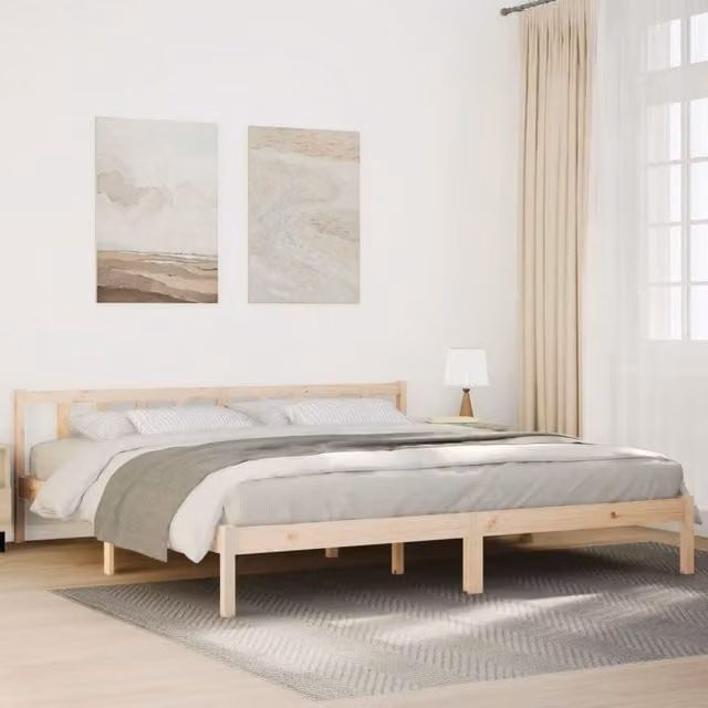 Berkfield Home Extra Long Solid Wood Pine Bed Frame in Brown, W/D/H: 180 x 220 cm