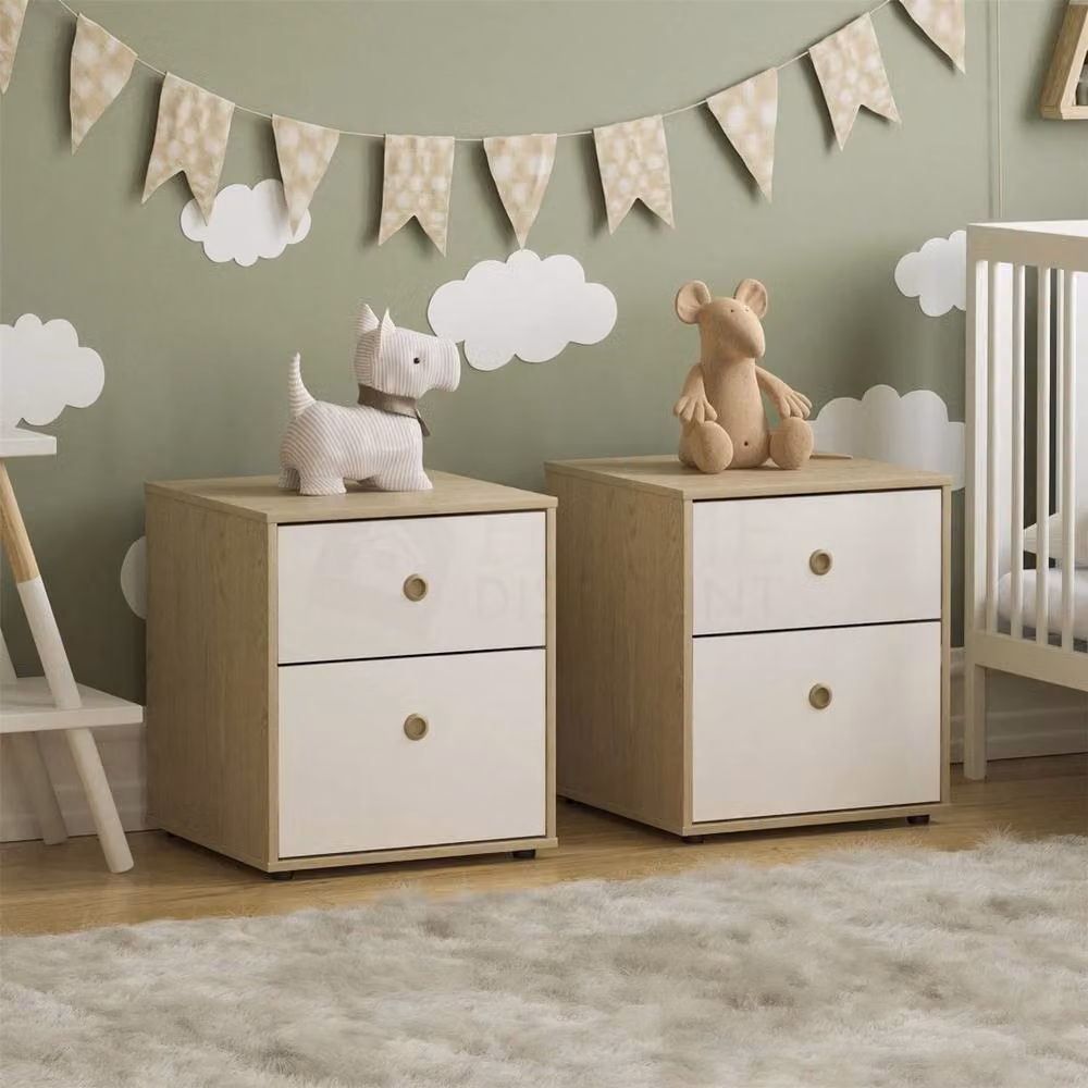 ERGOVEXA 2 Drawer Chest of Drawers Bedside Table in White and Multicolour – 3