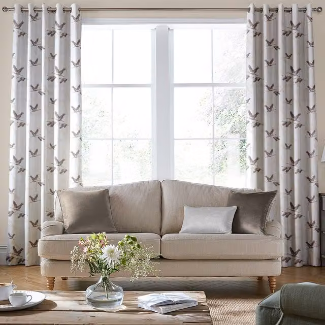Laura Ashley Animalia Embroidered Made to Measure Blackout Curtain Panel in Pale Dove Grey