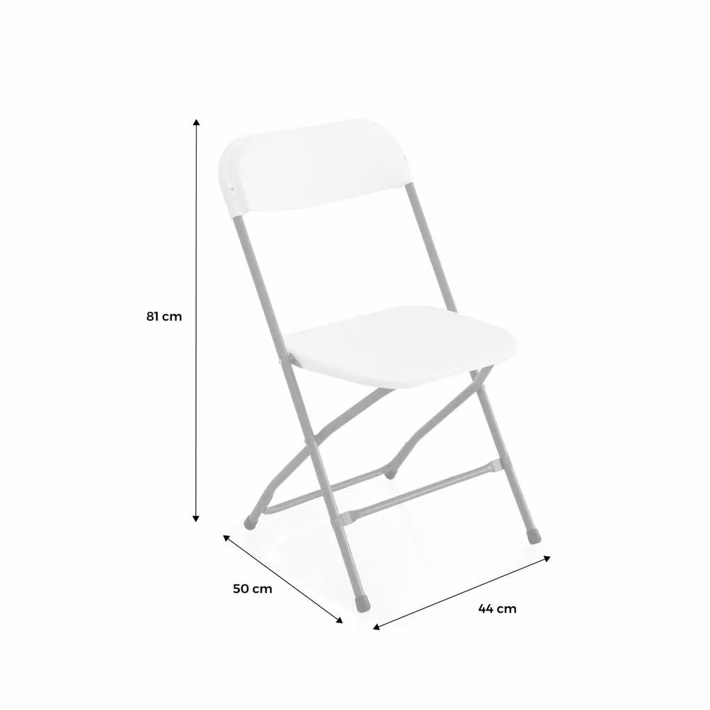 sweeek Set of 6 White Folding Event Chairs with Metal and Plastic Construction H 81 cm x W 50 cm x D 50 cm – 4