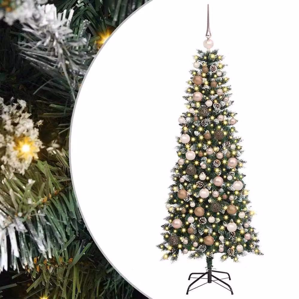 Berkfield Home Artificial Christmas Tree with 300 LEDs, Green, W/D/H: 76 x 76 x 180 cm – 2