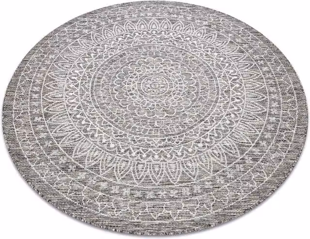RugsX Loft Round Polypropylene Rug in Beige and Grey, Diameter: 120 cm – 1