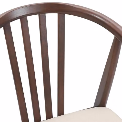 vidaXL Set of 2 Dining Chairs in Brown Solid Rubberwood with Fabric Seats – 4