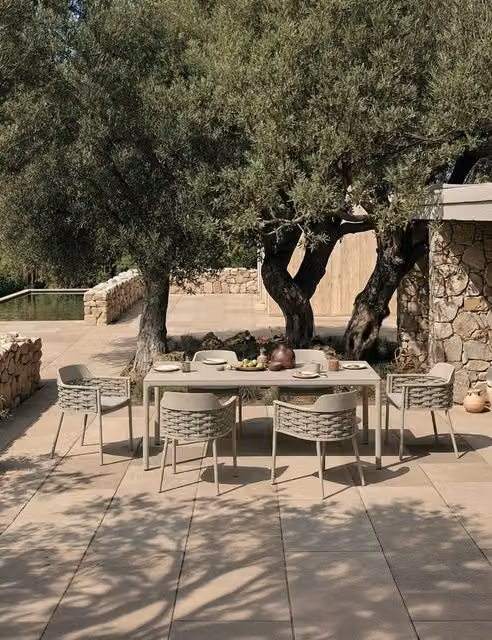 Royalcraft Olma 6 Seater Grey Powder Coated Aluminium Modern Garden Dining Set